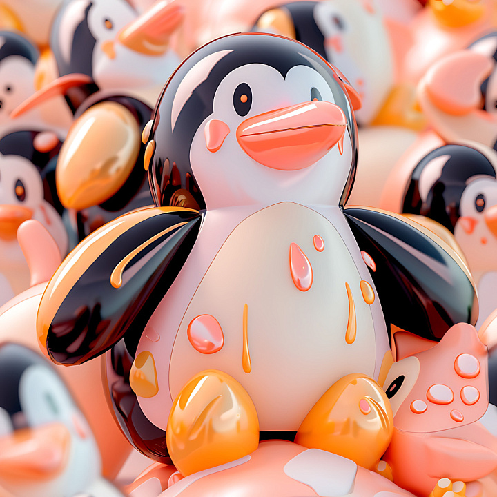 Inflated Featuring Glossy Cartoon Penguin Vinyl Panels seamless PBR texture preview