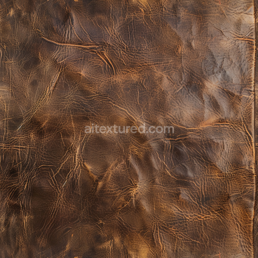 Seamless 3D Distressed Brown Leather PBR Texture with Natural Wrinkles and Patina