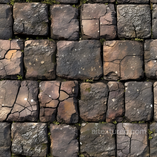 Weathered Stone Pavement Seamless Texture with Cracks and Moss seamless Stone PBR texture
