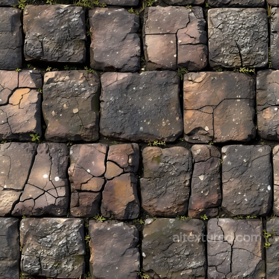 Weathered Stone Pavement Seamless Texture with Cracks and Moss Stone texture preview
