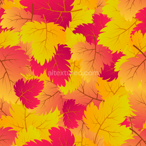 Seamless 3D PBR Texture of Vibrant Red and Yellow Autumn Leaves