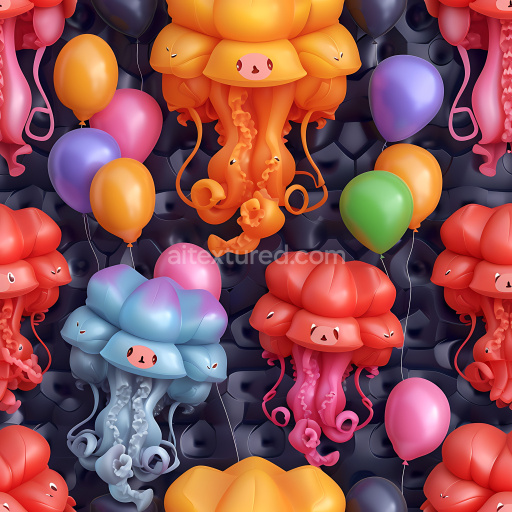 Seamless 3D PBR Inflated Jellyfish and Balloon Vinyl Panels Texture