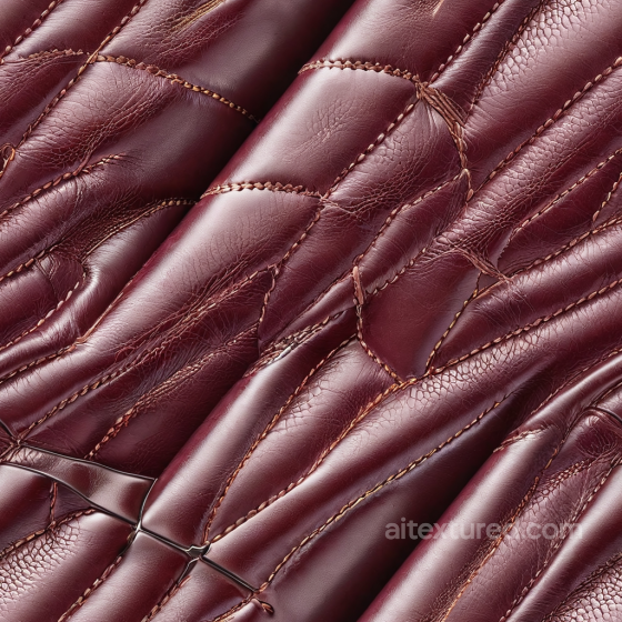 Quilted Burgundy Leather PBR Texture with Detailed Stitching and Glossy Finish Leather texture preview