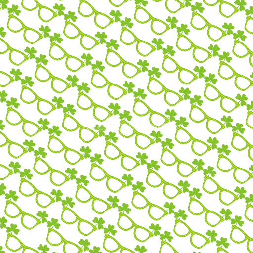 Seamless 3D PBR Texture of Green Shamrock Glasses Pattern