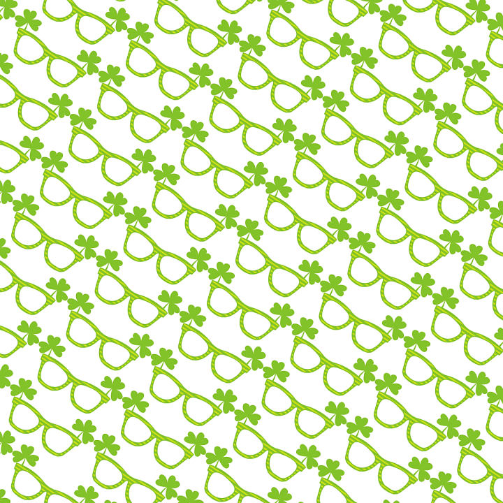 St Patrick Digital Paper Bundle of Green Shamrock Glasses Pattern seamless PBR texture preview
