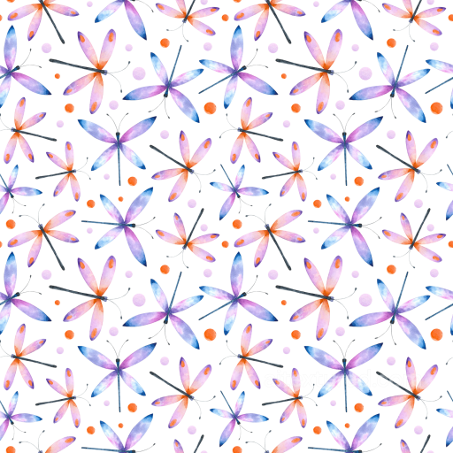 Colorful Watercolor Dragonfly Pattern Seamless Texture seamless Dragonfly PBR texture