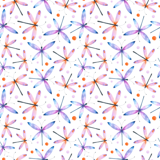 Colorful Watercolor Dragonfly Pattern Seamless Texture Dragonfly texture preview