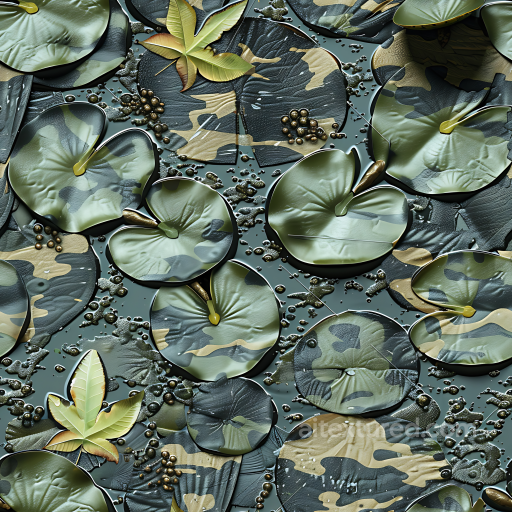 Swamp Camouflage Texture Featuring Layered Organic Leaf Shapes And Muted Olive-Green Pale… seamless Color Camouflage PBR texture