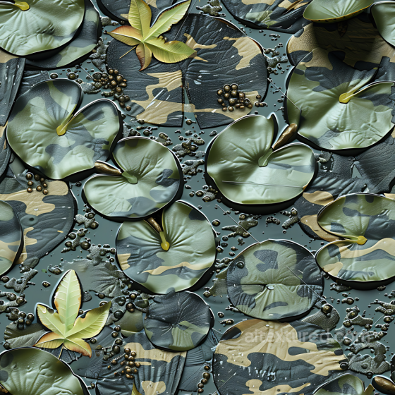 Swamp Camouflage Texture Featuring Layered Organic Leaf Shapes And Muted Olive-Green Pale… Color Camouflage texture preview