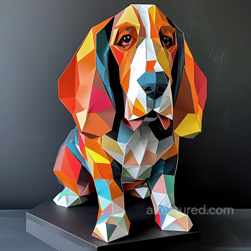 Animal - Seamless 3D PBR Texture of a Vibrant Origami-Style Basset Hound Sculpture texture preview
