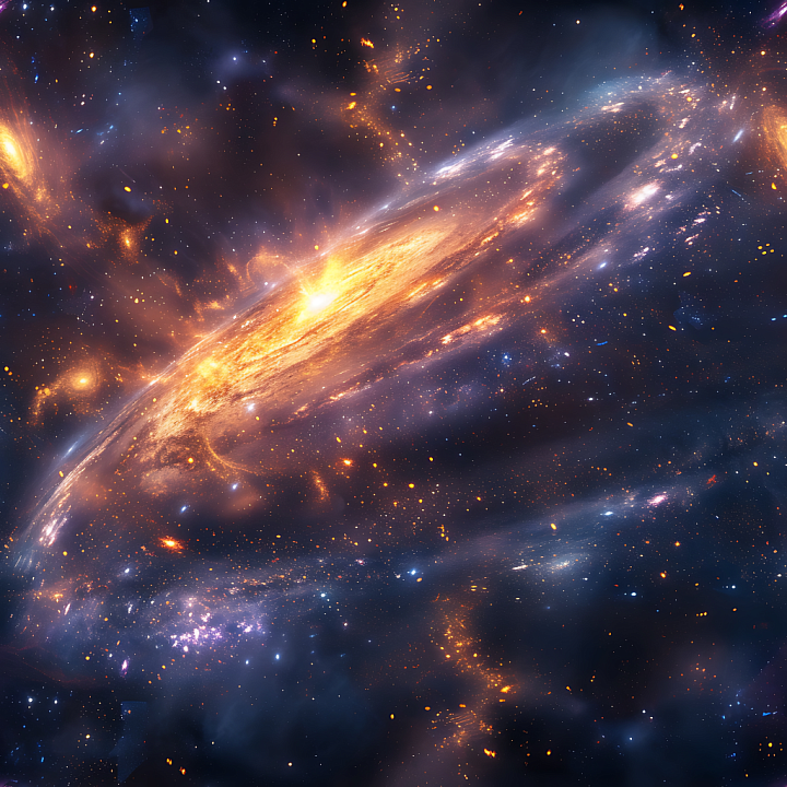 Space Featuring Radiant Galaxy Clouds and Cosmic Glow seamless PBR texture preview