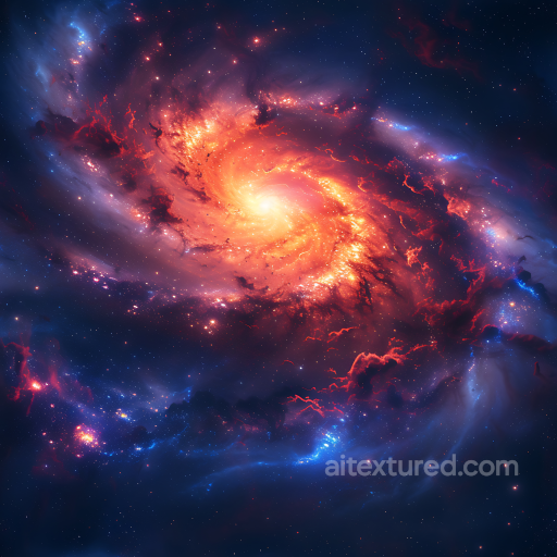 Space PBR Texture of Vibrant Spiral Galaxy with Glowing Nebula seamless Star, space, planets PBR texture