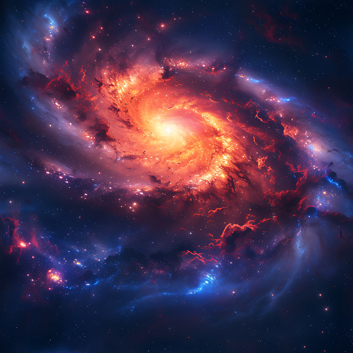 Space of Vibrant Spiral Galaxy with Glowing Nebula seamless PBR texture preview