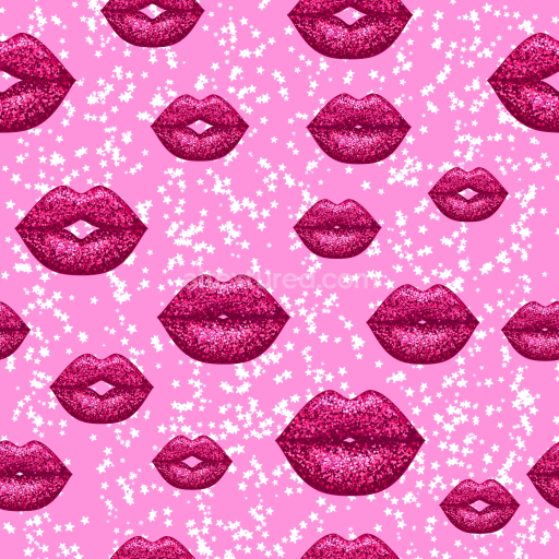 Seamless 3D PBR Texture of Glitter Pink Lips with Star Patterns