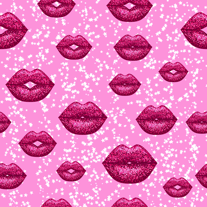 Baby Girl of Glitter Pink Lips with Star Patterns seamless PBR texture preview