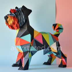 seamless Seamless 3D PBR Texture Featuring Vibrant Geometric Origami Style Dog Pattern texture 8k free download PBR