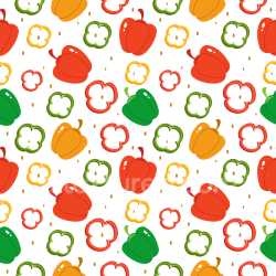 Pattern Bundle - Seamless 3D Pattern PBR Texture of Colorful Capsicum Peppers with Playful Motifs texture preview