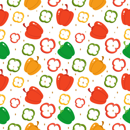 Pattern Bundle - Seamless 3D Pattern PBR Texture of Colorful Capsicum Peppers with Playful Motifs texture preview