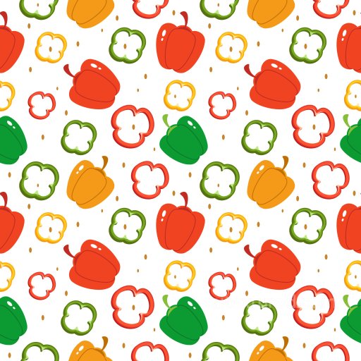 Pattern PBR Texture of Colorful Capsicum Peppers with Playful Motifs seamless Pattern Bundle PBR texture