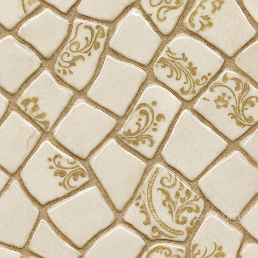 Porcelain Shards Mosaic With Antique Ceramic Style And Cracked Glaze seamless Mosaic PBR texture