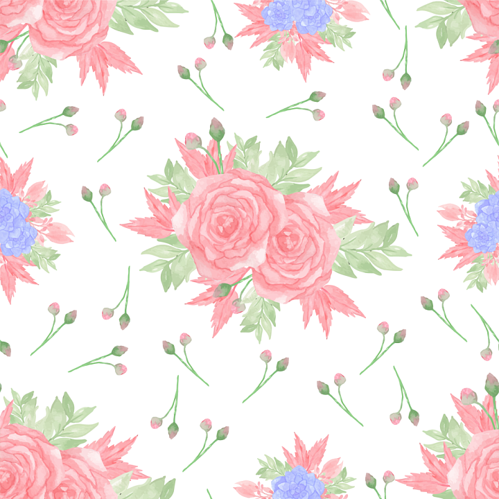Pink Flower Watercolor Fabric with Soft Floral Pattern seamless PBR texture preview