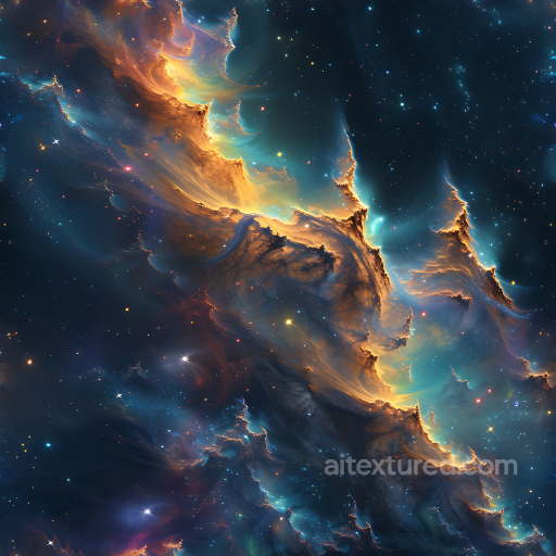 Space PBR Texture Featuring Glowing Nebula Clouds and Starfield seamless Star, space, planets PBR texture