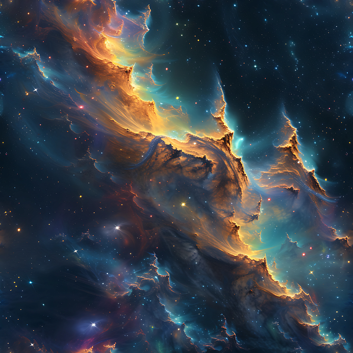 Space Featuring Glowing Nebula Clouds and Starfield seamless PBR texture preview
