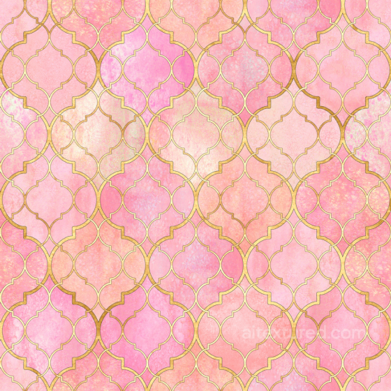 Pink Watercolor Tile Texture with Elegant Gold Pattern Watercolor texture texture preview