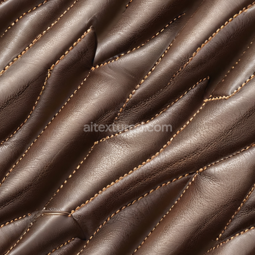 Preview — Seamless 3D quilted brown leather PBR texture with detailed stitching and rich grain