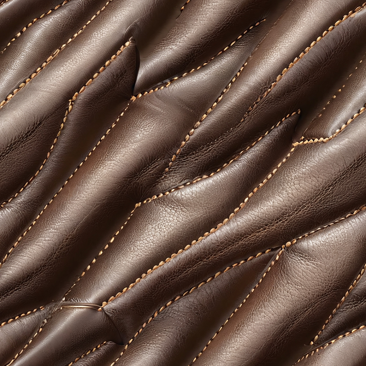 Quilted Brown Leather With Detailed Stitching And Rich Grain seamless PBR texture preview