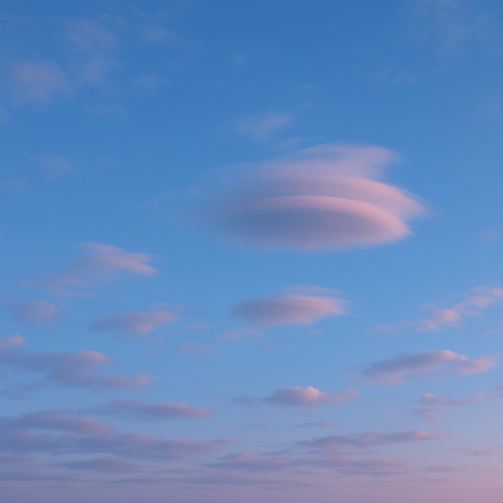 Of Spring Sky With Blue Hour Lighting And Soft Lenticular Clou… seamless PBR texture preview