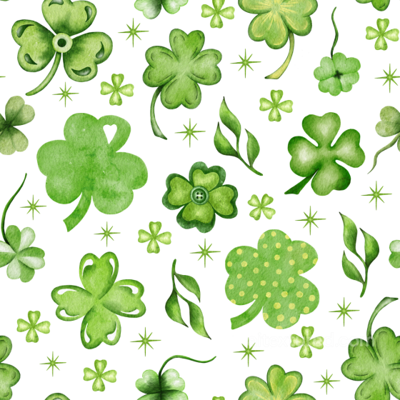 St Patrick Texture of Hand-Painted Green Shamrocks and Leaves St patrick texture preview