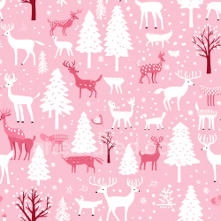 seamless Seamless 3D PBR Pink Christmas Digital Paper Texture with Deer and Pine Trees texture 8k free download PBR