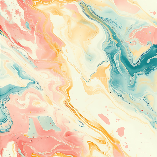 Seamless 3D PBR Creamsicle Marble Texture with Pastel Pink, Blue, and Yellow Swirls