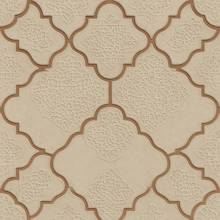 Arabesque Tiles Mosaic With Islamic Patterns And Matte Finish seamless PBR texture preview