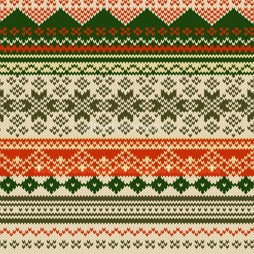 Seamless 3D PBR Knitted Christmas Digital Paper Texture in Red, Green, and Cream