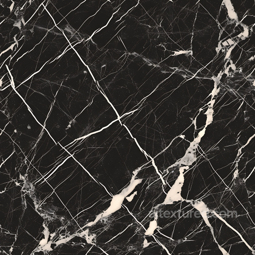 Black Marble PBR Texture Featuring Stark White Veins and Polished Finish seamless Marble PBR texture