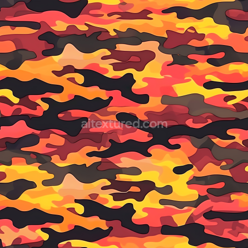 Seamless 3D Fiery Orange Camouflage PBR Texture with Organic Blotches