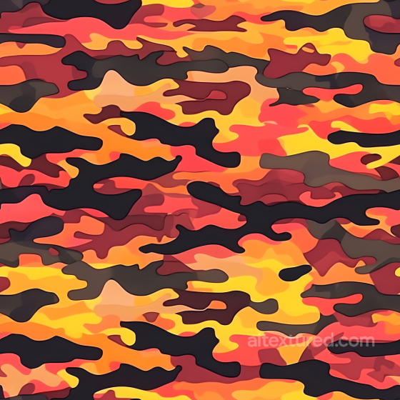 Fiery Orange Camouflage PBR Texture with Organic Blotches Color Camouflage texture preview