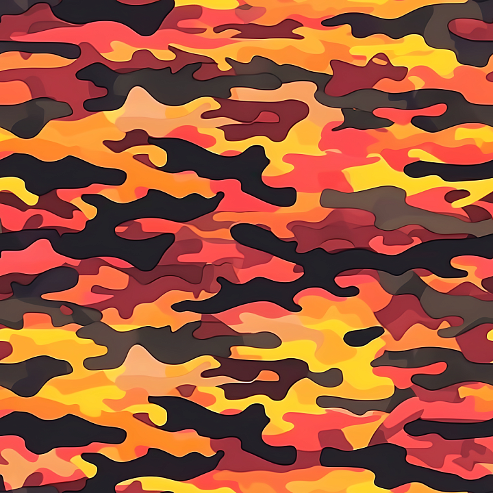 Fiery Orange Camouflage with Organic Blotches seamless PBR texture preview