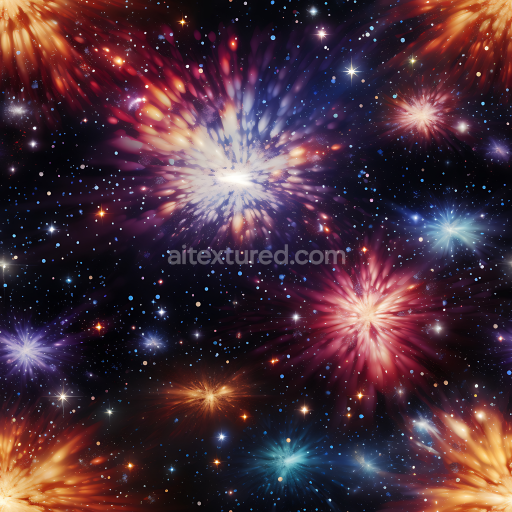 Seamless 3D PBR Cosmic Starburst Nebula Space Texture with Vibrant Explosive Colors
