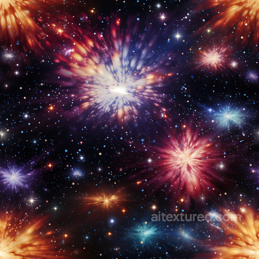 Cosmic Starburst Nebula Space Texture with Vibrant Explosive Colors seamless Star, space, planets PBR texture