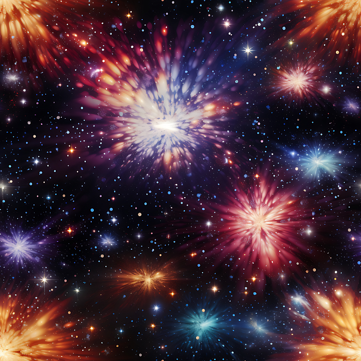Cosmic Starburst Nebula Space with Vibrant Explosive Colors seamless PBR texture preview