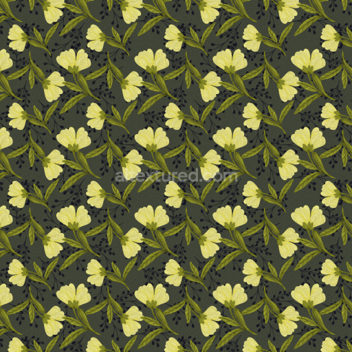 Seamless 3D PBR Wild Flower Fabric Texture Featuring Yellow Floral Pattern