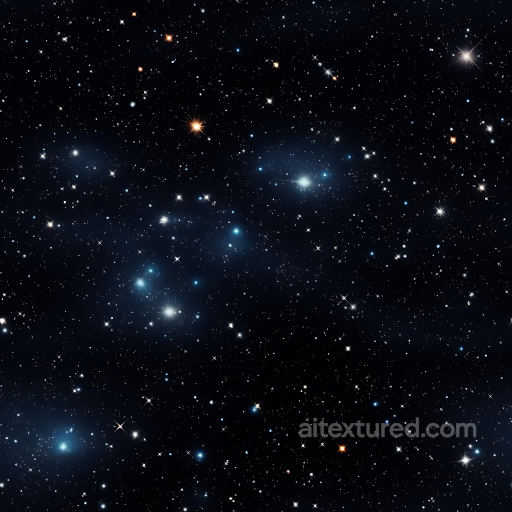 Space Texture Featuring Dense Deep Space Starfield with Soft Nebulous Clouds seamless Star, space, planets PBR texture