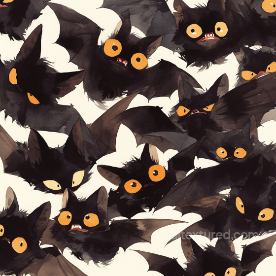 Featuring Watercolor Style Black Bats with Orange Eyes Watercolor Halloween texture preview