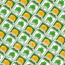 seamless Seamless 3D PBR Texture with St Patrick Lucky Clover and Gold Coin Pattern texture 8k free download PBR