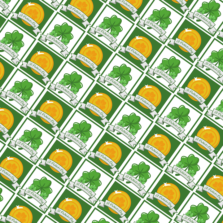 with St Patrick Lucky Clover and Gold Coin Pattern seamless PBR texture preview