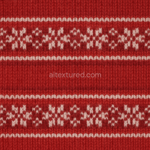 Seamless 8k PBR 3d Texture of Red Knit Warm Holiday Sweater Fabric Surface