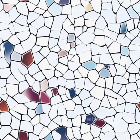 Mosaic Texture Featuring White Ceramic Tiles with Multicolor Irregular Chips Mosaic texture preview